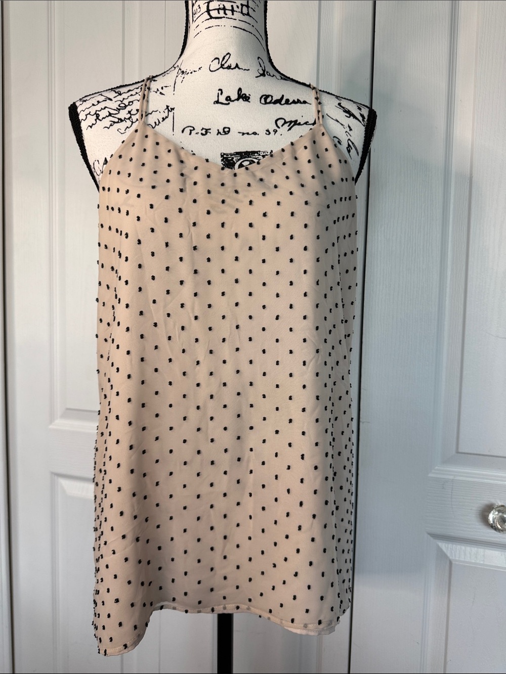 New York & Company Beige Polka Dot Cami Top